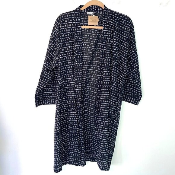 Gray Market Womens Robe Black White One Size Kako Block Printed Pure Cotton NWT - Picture 13 of 15